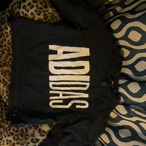 medium black & white adidas NEVER WORN black tshirt crop top